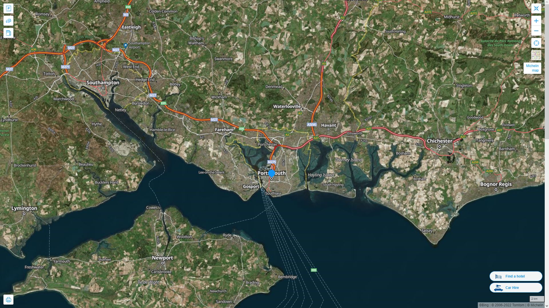 Portsmouth Highway and Road Map with Satellite View